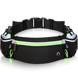 Hydration Belt Running with Bottles Green Running Belt with Water Bottle MTB Hydration Belt Cross-Country Running Belt with Water Bottles (2 x 175 ml) Bum Bag Belt Running Belt Jogging Running Belt