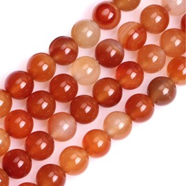HAAMIIQII 60pcs 6mm Natural Orange Red Carnelian Stone Beads Round Loose Gemstone Beads for Jewelry Making Strand 15 Inch