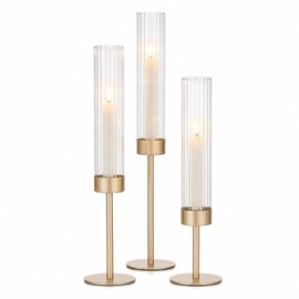 Gold Candle Holders Set of 3 for Taper Candle Holders
