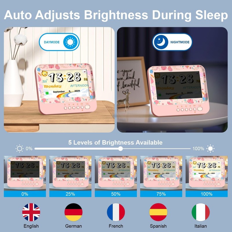 Children Alarm Clock with Large Numbers - Easy-Read Kids Learning