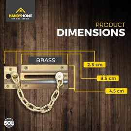 2pk Security Chain for Front Door | Brass Safety Chain Door Lock, Door Chains UPVC Door Chain, Door Chain Brass Chain Lock for Door, Front Door Security, Inside Door Lock, Door Safety Chain