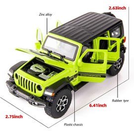 WAKAKAC Compatible for 1/32 Wrangler Alloy Diecast Pull Back Model Car Collectible Gift with Light and Sound Toy Vehicle for Kids Boys Girls Toddler Christmas Birthday Gift Green