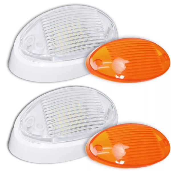 LeisureLED 2 Pack RV LED Porch Light Oval clear amber