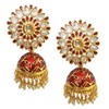 Mehrunnisa Rajasthani Meenakari - arete Jhumki con cristales Rojo
