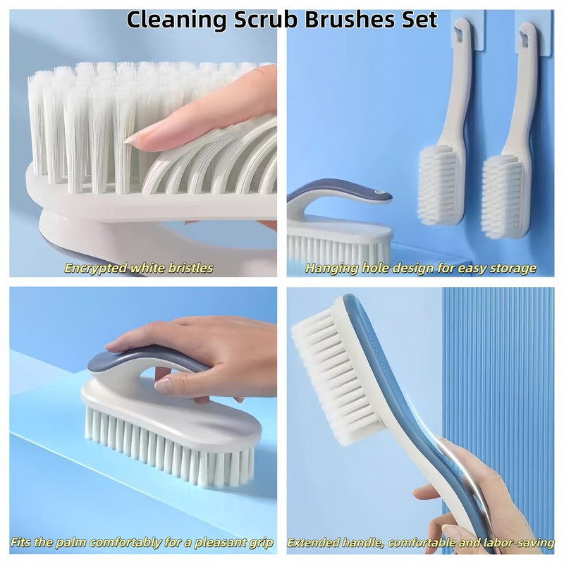 Cleaning Scrub Brushes Set, Ergonomic Long & Short Handle Cleaning