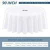 1 Pack High Quality Round Tablecloth, 90 Inch, White Polyester