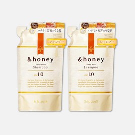 &honey Deep Moist Shampoo Only Refill, 350ml Each, (Set of 2) Ultra Moisturizing Organic Formula, Hydrating Wash and Protection,Perfect for Straight and Dry Hair