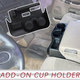 TQPONLY Cup Holder Attachment for Center Console | Compatible with 1998-2001 Dodge Ram 1500 2500 3500 Truck | Replaces 41019 SS281AZAA Front Seat Add-On Cupholder Tray Insert