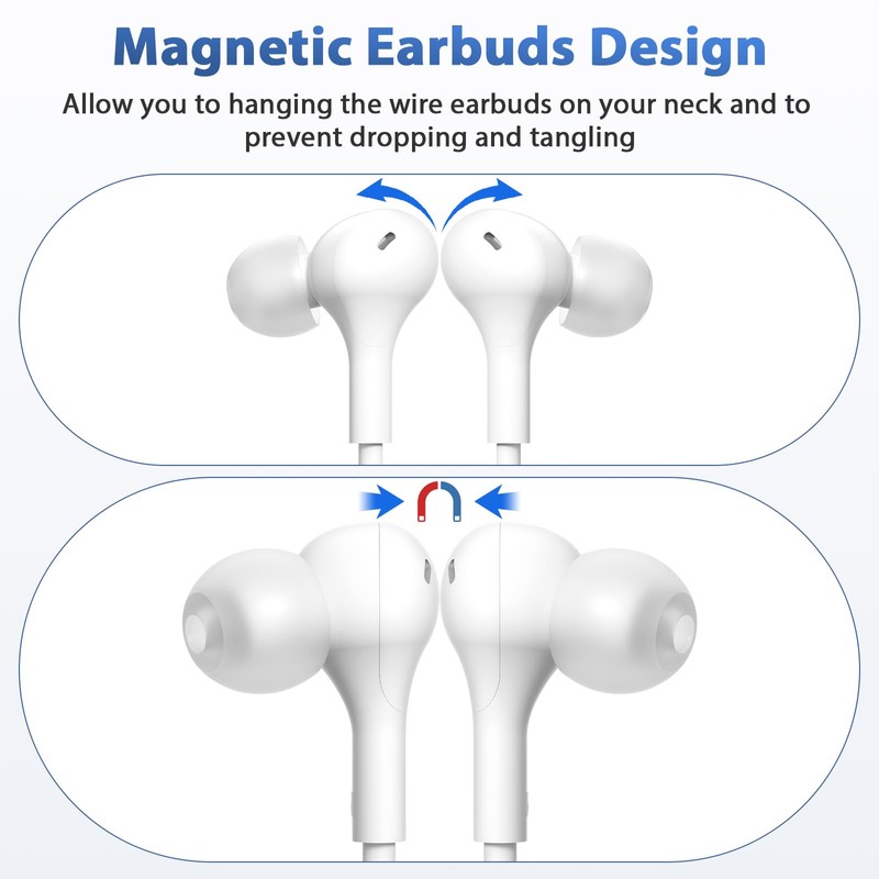 iMangoo USB C Headphones Wired Earbuds 90° Angled for Apple