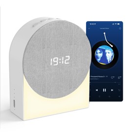 White Noise Sound Machine Alarm Clock with Night Lights, Bluethooth Speaker 4in1 Natural Portable Brown Noise Sounds Machines Timer Ocean Rain Pink Music for Sleep Bedroom Adults Kids Travel