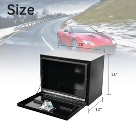 BIGREAT 18'' Inch Steel Underbody Truck Tool Box & T-Handle Latch Heavy Duty For Trucks Trailers RV ATV Pickup Trucks Flatbeds Organization Storage Job Tool Chest -18"(L) x 12"(W) x 14"(H) Black