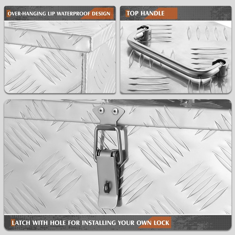 PM PERFORMOTOR Heavy Duty Diamond Plate Tool Box, Waterproof Square