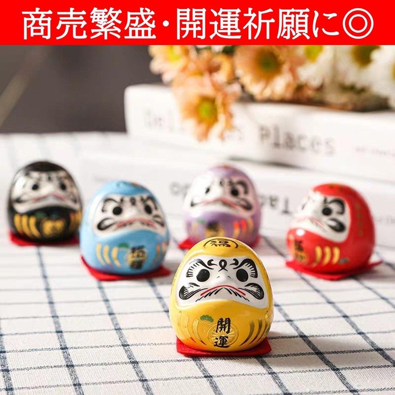 NOELAMOUR Daruma Daruma Figurine, Mini 5 Pieces, Ceramic, Prosperous Business,