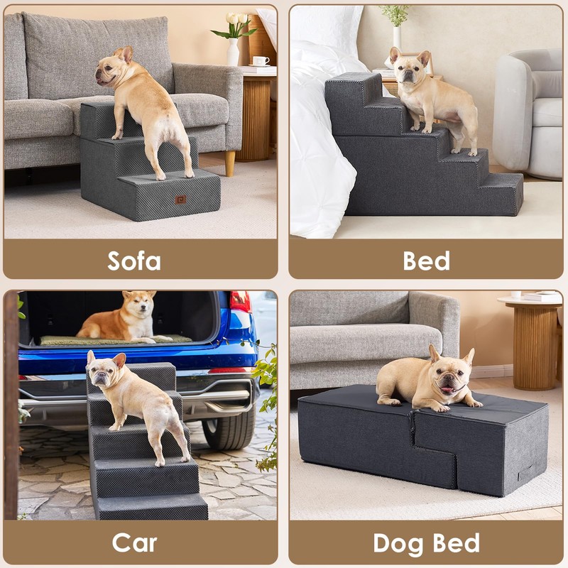 EHEYCIGA Dog Stairs for High Bed 25" H, 5-Step Extra