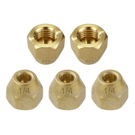 Premium Brass Flare Nut Set - SAE 45° Flare Tube Fittings for Air Conditioning & Copper Pipe Extension Butt (1/4", 5 Pack)