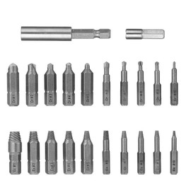 Gasea 22 Pcs Damaged Screw Extractor Set for Broken Screw HSS Bolt Extractor Stripped Screw Remover with Magnetic Extension Bit Holder and Socket Adapter Kit