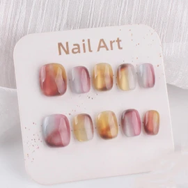 Nail Tip, Short, Popular Nails, Set of 10, Nail Tips, Handmade Nail Tips, Brides, Short, Glossy, False Nails, Coming of Age of Coming of Age Ceremony, Wedding (Short, M)