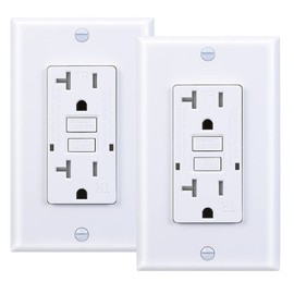 3GRACE 20 Amp GFCI Outlet, Tamper-Resistant GFI Receptacle with LED Indicator, Self-Test Ground Fault Circuit Interrupter, Decorator Wall Plates and Screws Included, UL Listed, White（2 Pack）