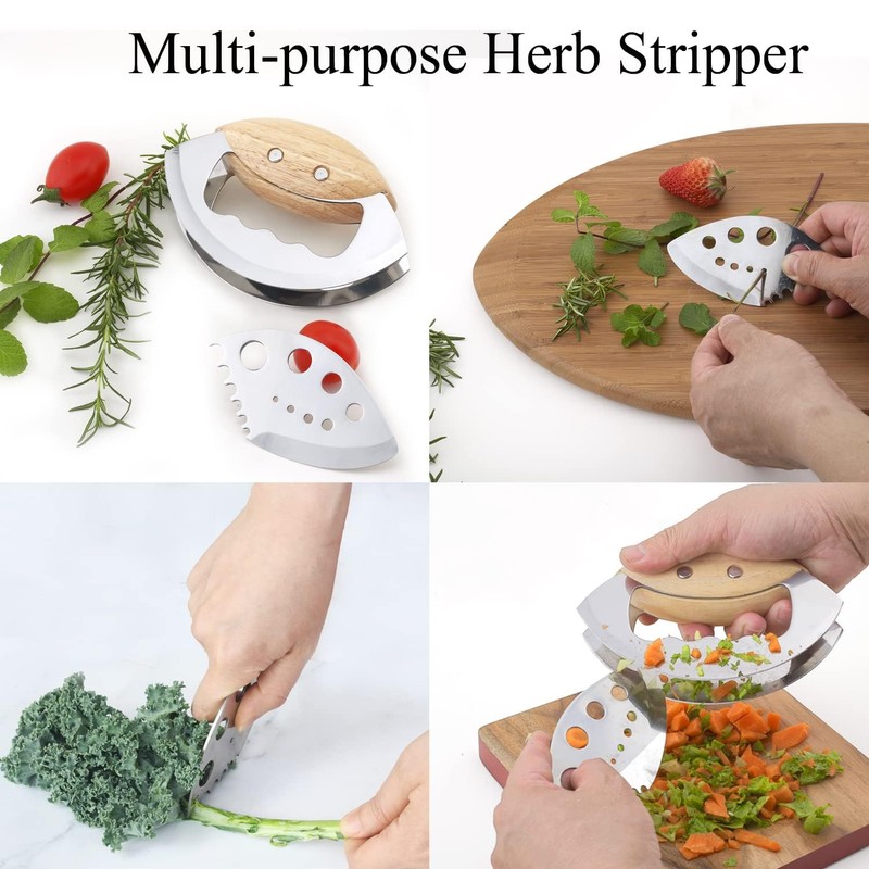 Jawanfu Mezzaluna Salad Chopper Tools with Protective Cover, Super Sharp