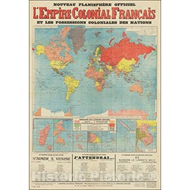 Historic Map : Nouveau Planisphere Officiel L'Empire Colonial Francais et les Possessions Colonales des Nations, 1935, Vintage Wall Art : 16in x 24in