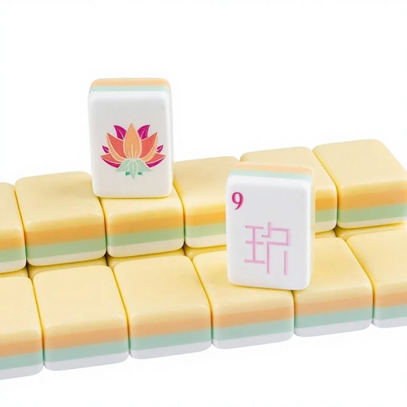4-Layer Engraved American Mahjong Set, 1-1/4" Heavyweight Lemon Chiffon with