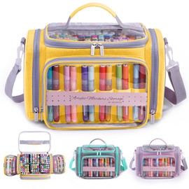 APOFFICE Marker Storage Organizer Case for 180–300 Markers – Large Marker Holder with Divider, Travel Carrying Case for Alcohol Markers, Pens, Colored Pencils, and Stationery – Portable Art Supply Bag