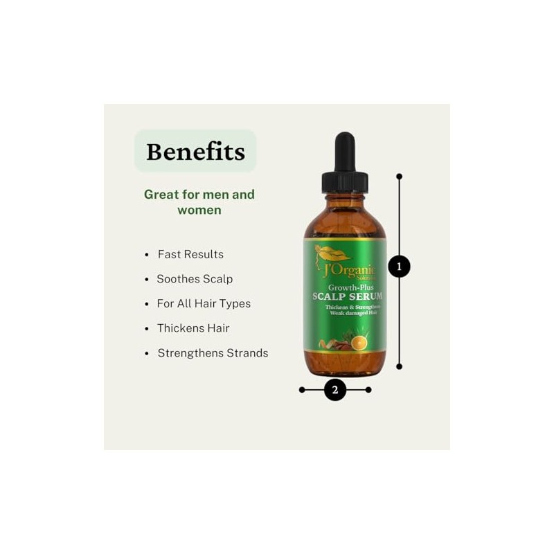 J'Organic Solutions Aceite para crecimiento del cabello, 2 onzas