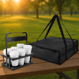 Bodaon Insulated Bag-Pizza Bags for Delivery & Plastic Portable Drink Carrier，20"x 20"x 6" ermicas/Warming/Heat Carrying Out Insulation Large Bag，Doordash Warmer/Hot Food BCarrier Box, Keeping Cooler