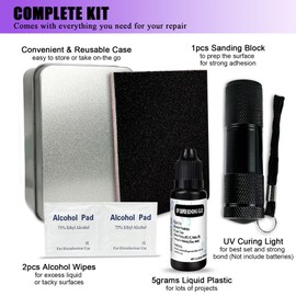 EDSRDXS UV Bonding & Welding Glue Kit UV Super Bonding Glue with 3W UV Light Quick-Drying & Waterproof Liquid Plastic Welding Kit for Plastic, Glass, Metal 0.35oz (10ml, Super)
