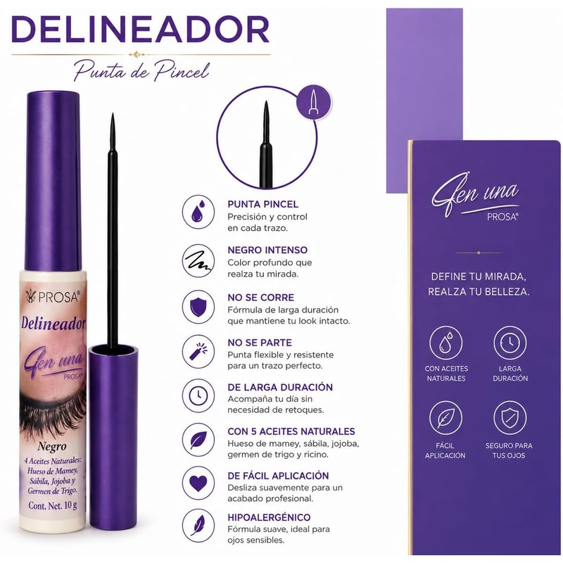 Prosa Delineador de Ojos 4 en 1 con Pincel Líquido