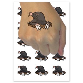 Mole Digging Mammal Popping Out of Hole Temporary Tattoo Water Resistant Fake Body Art Set Collection - 15 2" Tattoos (1 Sheet)