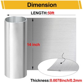 Vigorous 14in x 50ft Aluminum Flashing, 0.2mm Waterproof Metal Roofing Panels,1060 Aluminum Flashing Roll for Roof Flashing, Stains Moss and Mildew Prevention, Sealing Windows Doors, DIY Craft