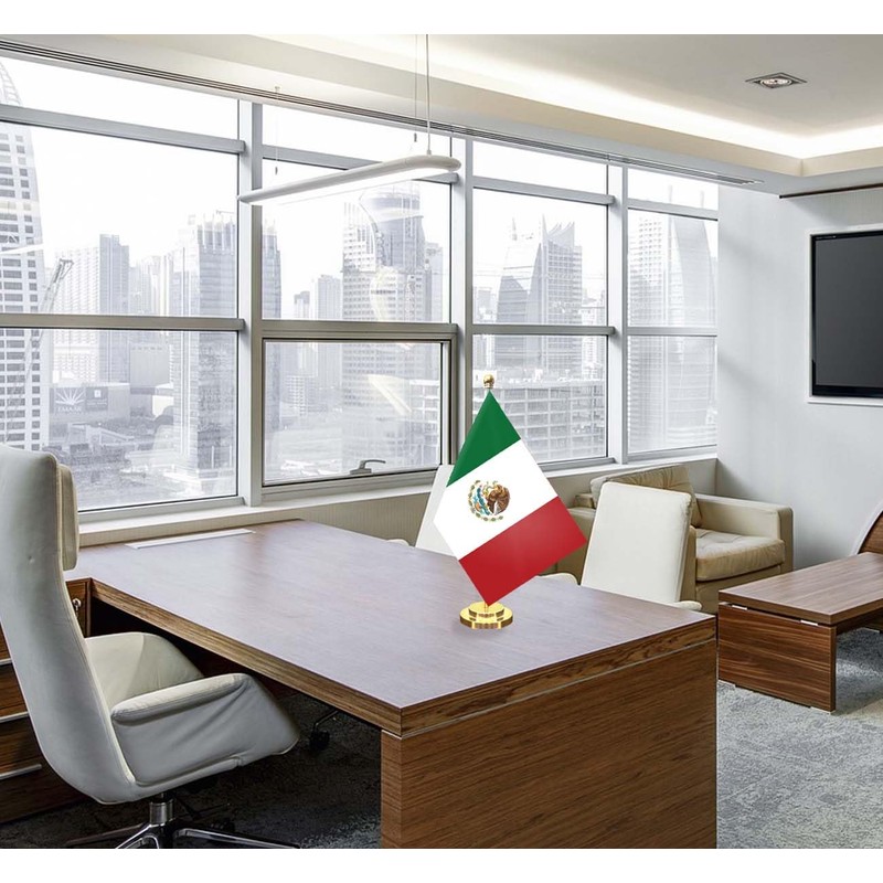 Mexico Desk Small Flag Set,5×8 Inch Mini Mexicans Desktop Banner,12"