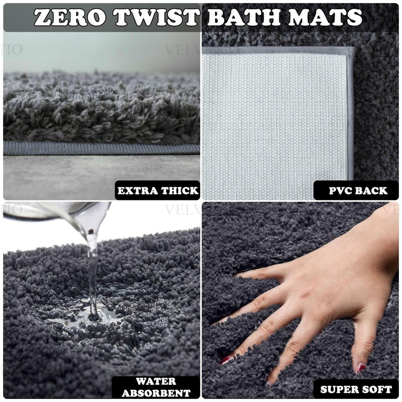 VELVETIO Bath Mats & Pedestal Set, Zero Twist Fluffy Super