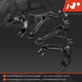 A-Premium Set of 4, Front Upper & Lower Control Arm Kit, with Ball Joint & Bushing, Compatible with Chrysler Sebring 96-06, Cirrus 95-00, Dodge Stratus 95-06, Plymouth Breeze 96-00