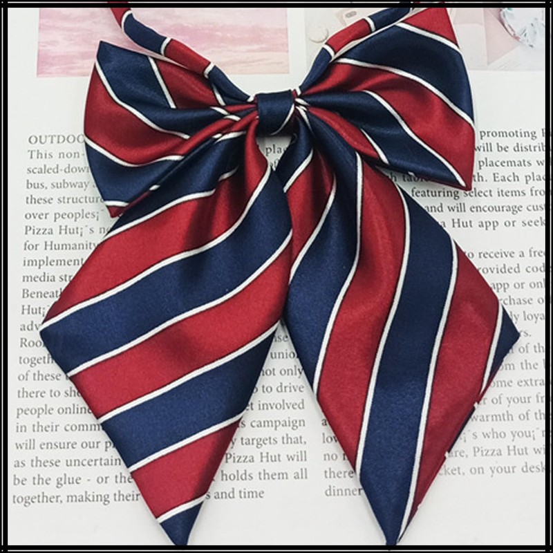 White Fang NC058 Bowtie, Ribbon, Stylish, Students, Uniform, Fashion, Striped,