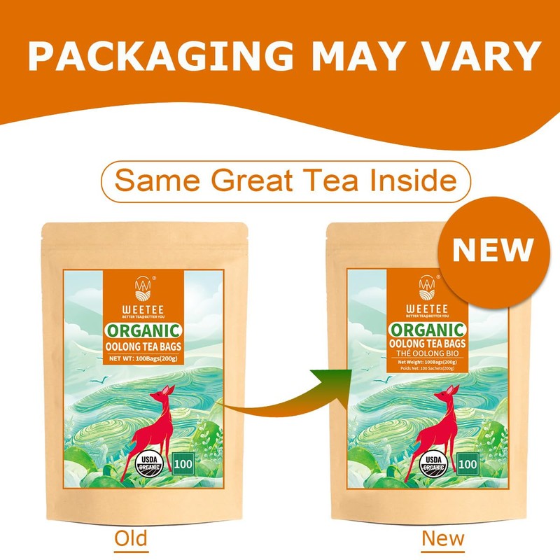 WT WEETEE Organic Oolong Tea Bags, Organic Oolong Tea 100