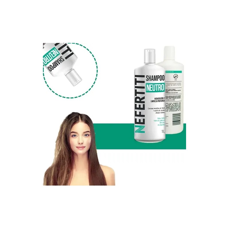 Shampoo Neutro Nefertiti Sin Sal Limpieza Profunda 1 L