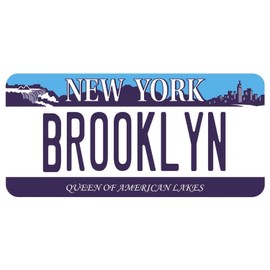 Signs 4 Fun STKNY08 NY Brooklyn Plate Large Sticker, Blue