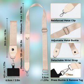 FUVLIFE Phone Lanyard Crossbody Wrist Strap, Adjustable Clip and Go Strap for Phone with Wallet Crossbody, Phone Strap with Zippered Pouch, Universal Hands-Free for All Cell Phone