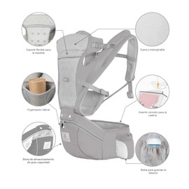 Hisemy Mochila portabebe，cangurera para bebé para Bebé Ergonomico，Portabebé Asiento de Cader con Asiento de Cadera，Ajustable、Cómodo y transpirable，para Bebés Niños Pequeños Recién Nacido 0-36 Meses