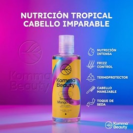 Komma Beauty Sílica Capilar Tropical Mango Silk 30ml – Sérum Antifrizz Vitalidad Termoprotector Formato Prueba y Viaje – Sin Aceites Minerales Sin Par