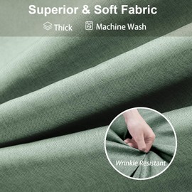 Shower Curtain Linen with Metal Shower Curtain Rings Fabric Textile Bath Curtain Anti Mould Bathroom Curtain Set Waterproof Bath Curtain Heavy Shower Curtain Bathroom - 122 x 182 cm (Grey Green)