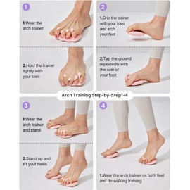 Foot Arch Trainer for Flat Feet, Plantar Fasciitis Relief &Arch Support Strengthening, Portable Arch Metatarsal Exercise Brace for Home and Gym (Pink, One Size)