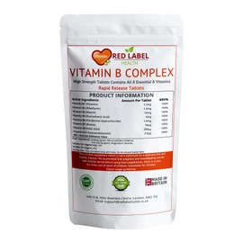 Vitamin B Complex High Strength, 90 Tablets (3 Months Supply) All 8 Vitamins B in 1 Tablet, Vitamins B1, B2, B3, B5, B6, B12, Biotin & Folic Vitamin B for Men & Women Vegan Made in The UK