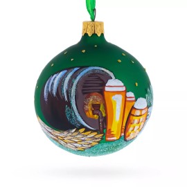 BESTPYSANKY Beer Barrel Blown Glass Ball Christmas Ornament 3.25 Inches