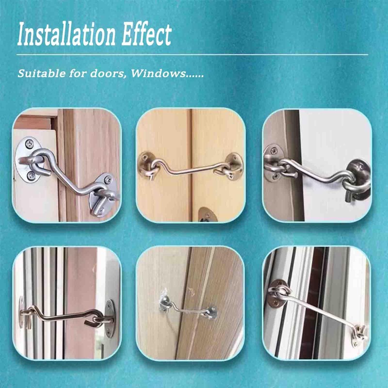 2 Pack 6'' Stainless Steel Window Hook Barn Door Latch