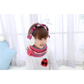 Gifts Treat Girls Knitted Earmuffs and Scarf Set Kids Knit Winter Warm Ear Muffs and Neck Warmer Set for Girls Student, Knit Earmuffs, S