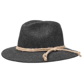 Lipodo Tyrolean Mountain Hat Women/Men - Traditional Hat on Wool Felt with Cord - Hiking Hat Made in Italy - Hat Autumn/Winter - Traveller Hat Anthracite S (54-55 cm), charcoal