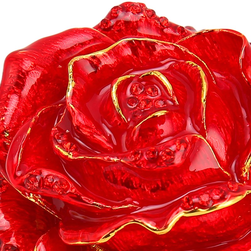 Trinket Box Rose Shape Exquisite Elegant Shiny Jewelry Rings Storage